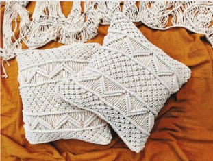 Μαξιλάρι διακοσμητικό Σχ.Macrame 100% cotton με φερμουάρ και γέμιση