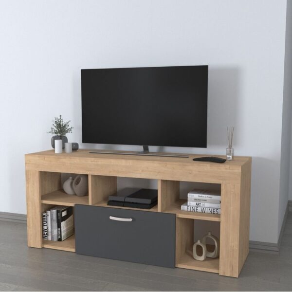 Έπιπλο τηλεόρασης Midili Megapap χρώμα sapphire oak - ανθρακί 135x42x60