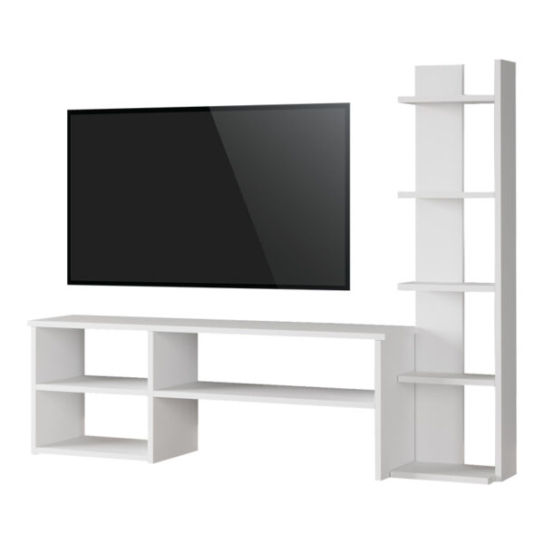 Σύνθετο σαλονιού Perla pakoworld σε λευκή απόχρωση 120x29.5x41