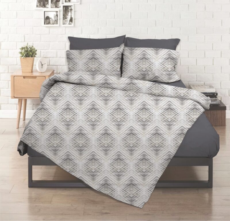 Σεντόνι λάστιχο εμπριμέ Σχ. Elite grey poly/cotton  144 κλωστών