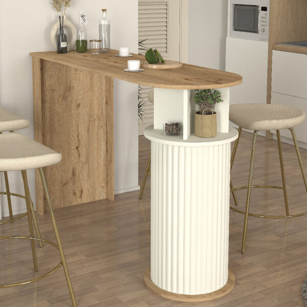 Τραπέζι μπαρ Bohema Megapap χρώμα sepet oak - ivory 150x51