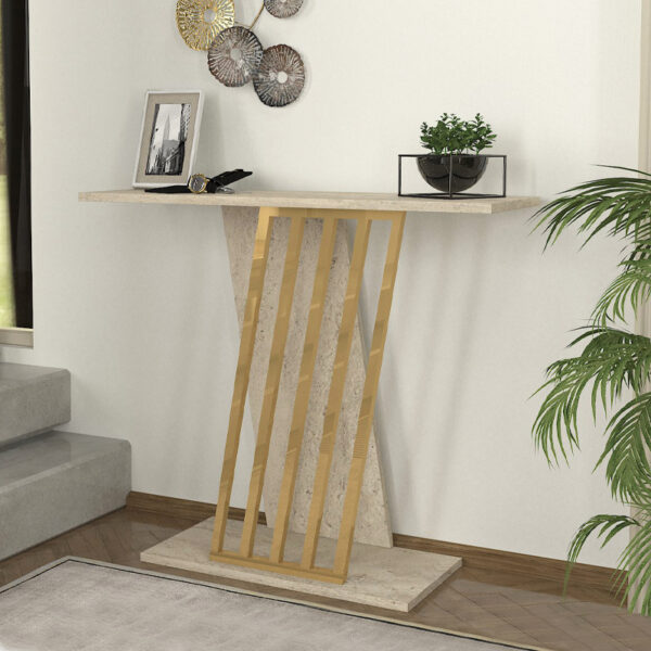 Κονσόλα Gravity Megapap χρώμα travertine - χρυσό 90x29