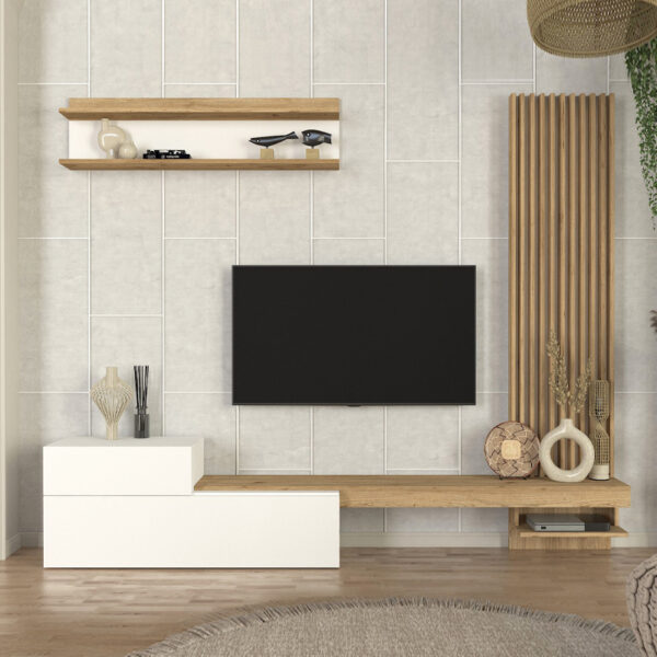 Σύνθεση τηλεόρασης Dumont Megapap χρώμα λευκό - sepet oak 240x36