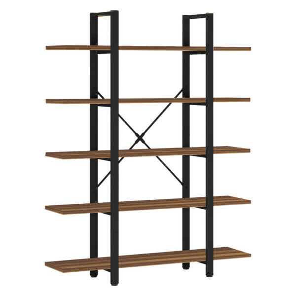 Βιβλιοθήκη Esthon pakoworld καρυδί-μαύρο μέταλλο 120x28x184εκ