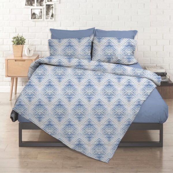 Σεντόνι λάστιχο εμπριμέ Σχ. Elite blue poly/cotton  144 κλωστών