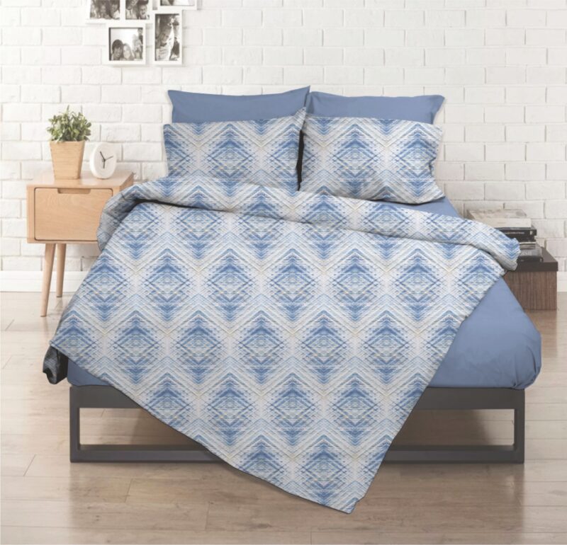 Σεντόνι λάστιχο εμπριμέ Σχ. Elite blue poly/cotton  144 κλωστών