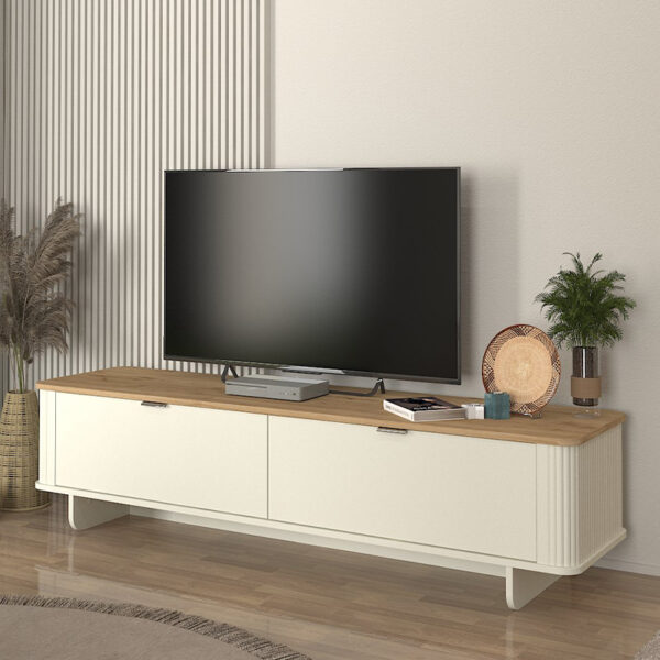 Έπιπλο τηλεόρασης Bohema Megapap χρώμα ivory - sepet oak 180x47x45