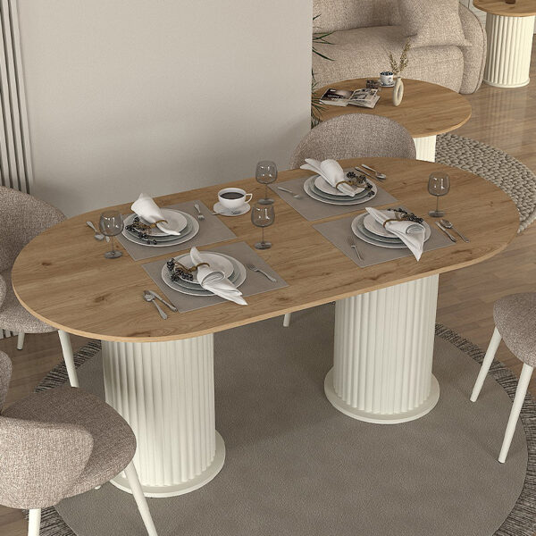 Τραπέζι Bohema Megapap χρώμα ivory - sepet oak 180x90x77