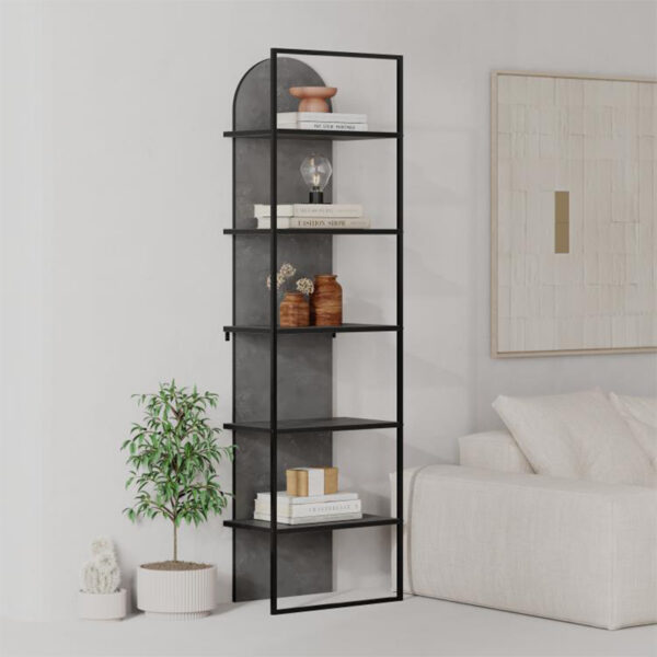 Βιβλιοθήκη Archy Megapap χρώμα γκρι ρετρό 53x31