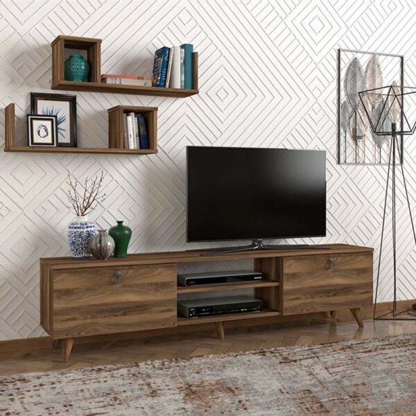 Έπιπλο τηλεόρασης Seddra Megapap χρώμα καρυδί 180x31