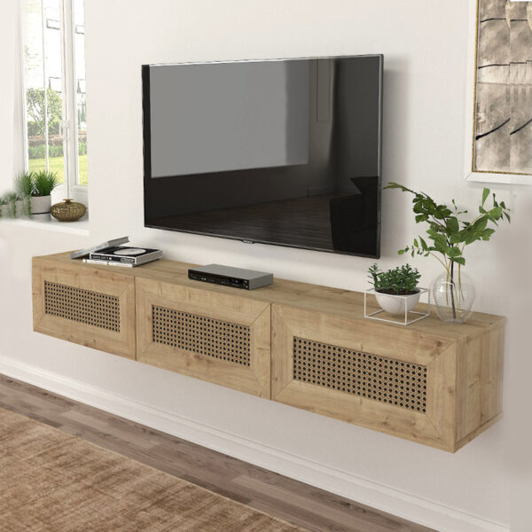 Έπιπλο τηλεόρασης επιτοίχιο Samuel Megapap χρώμα sapphire oak 180x31