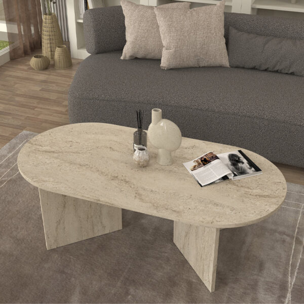 Τραπεζάκι σαλονιού Cortado Megapap χρώμα travertine 120x60x39