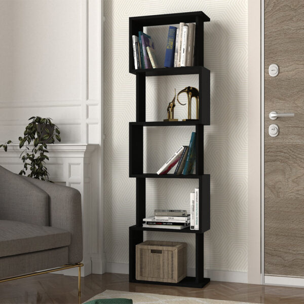 Βιβλιοθήκη Alvina Megapap χρώμα μαύρο 45x19