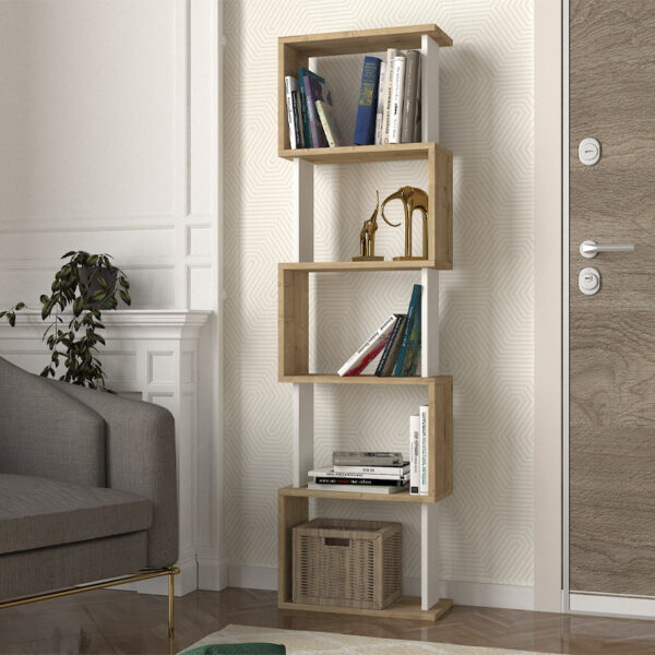 Βιβλιοθήκη Alvina Megapap χρώμα sapphire oak - λευκό 45x19