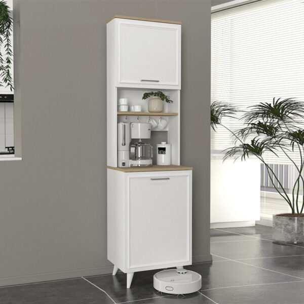 Έπιπλο κουζίνας Potter 1 Megapap χρώμα λευκό - rota oak 53