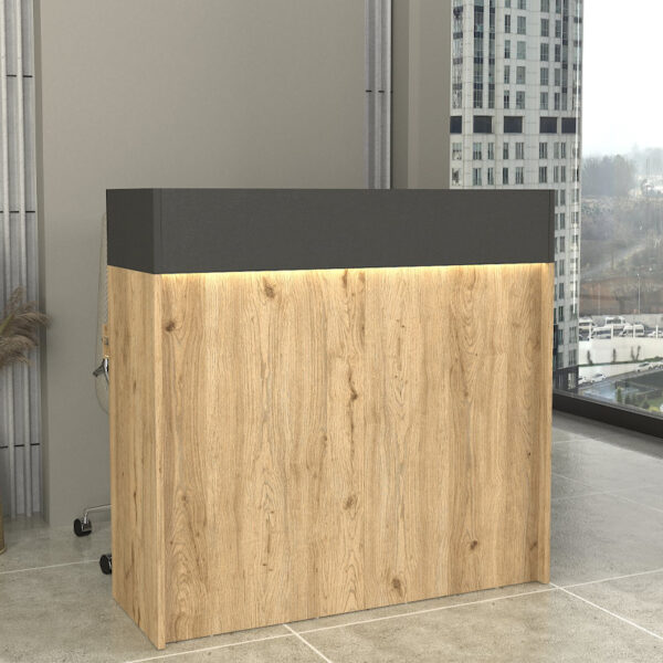 Γραφείο υποδοχής - reception Wilko Megapap με LED χρώμα sepet oak - ανθρακί 113
