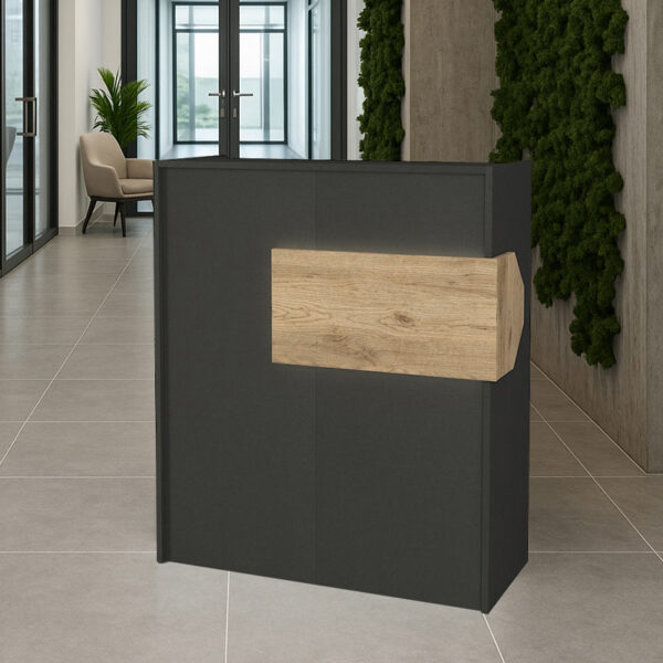 Γραφείο υποδοχής - reception Aloha Megapap με LED χρώμα ανθρακί - sepet oak 95