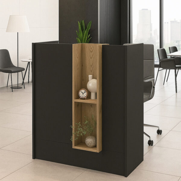 Γραφείο υποδοχής - reception Bonveno Megapap χρώμα ανθρακί - sepet oak 90x43
