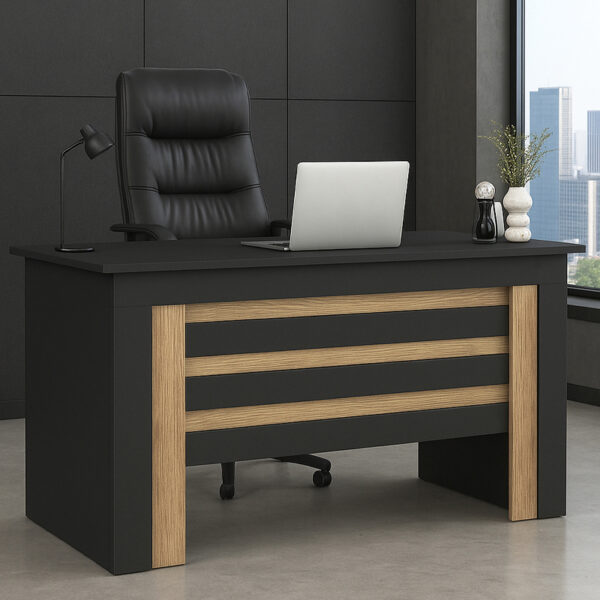 Γραφείο εργασίας Epito Megapap χρώμα ανθρακί - sepet oak 140x59