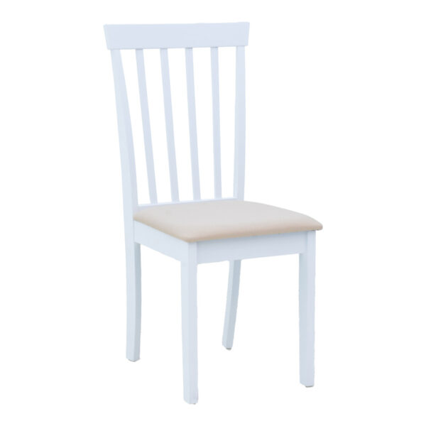 Καρέκλα Houston pakoworld rubberwood σε λευκή απόχρωση 40x49x94εκ