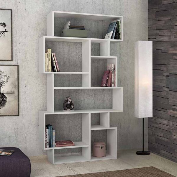 Βιβλιοθήκη Karmato Megapap χρώμα λευκό 96x25