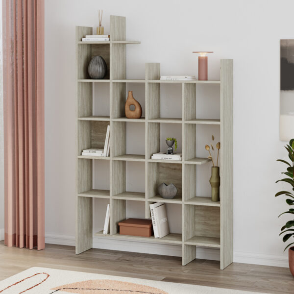 Βιβλιοθήκη Manco Megapap χρώμα travertine 122x25