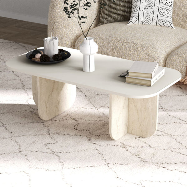 Τραπεζάκι σαλονιού Becaj Megapap χρώμα sandstone - travertine 120x60x41