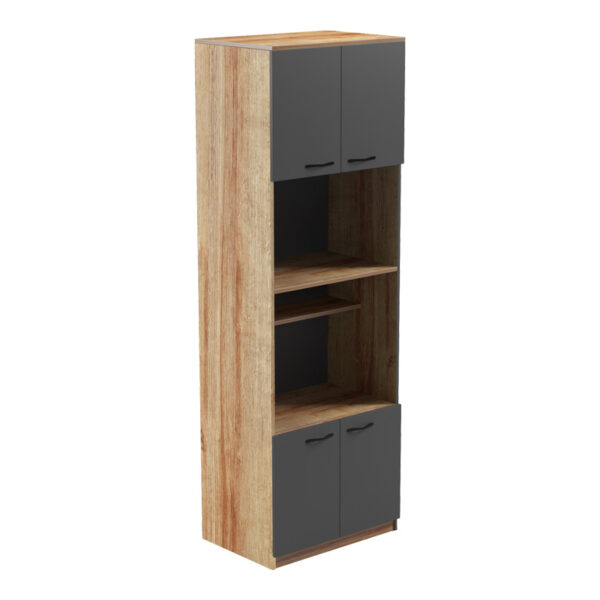 Ντουλάπα κουζίνας Rowan pakoworld σε oak-ανθρακί απόχρωση 60x42x182εκ