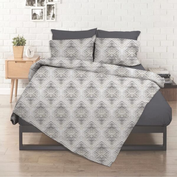 Σεντόνι λάστιχο εμπριμέ Σχ. Elite grey poly/cotton  144 κλωστών